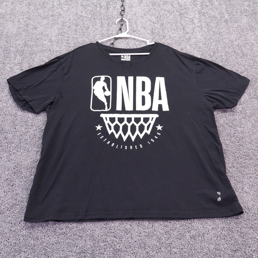NBA T Shirt Mens 2X Black Graphic Logo Basketball Bandana Print Short Sleeve Tee
